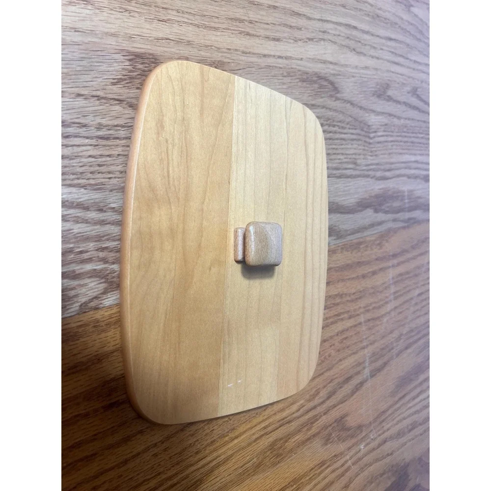 Longaberger WoodCrafts Small Rectangular Wooden Basket Lid w Knob Maple Wood